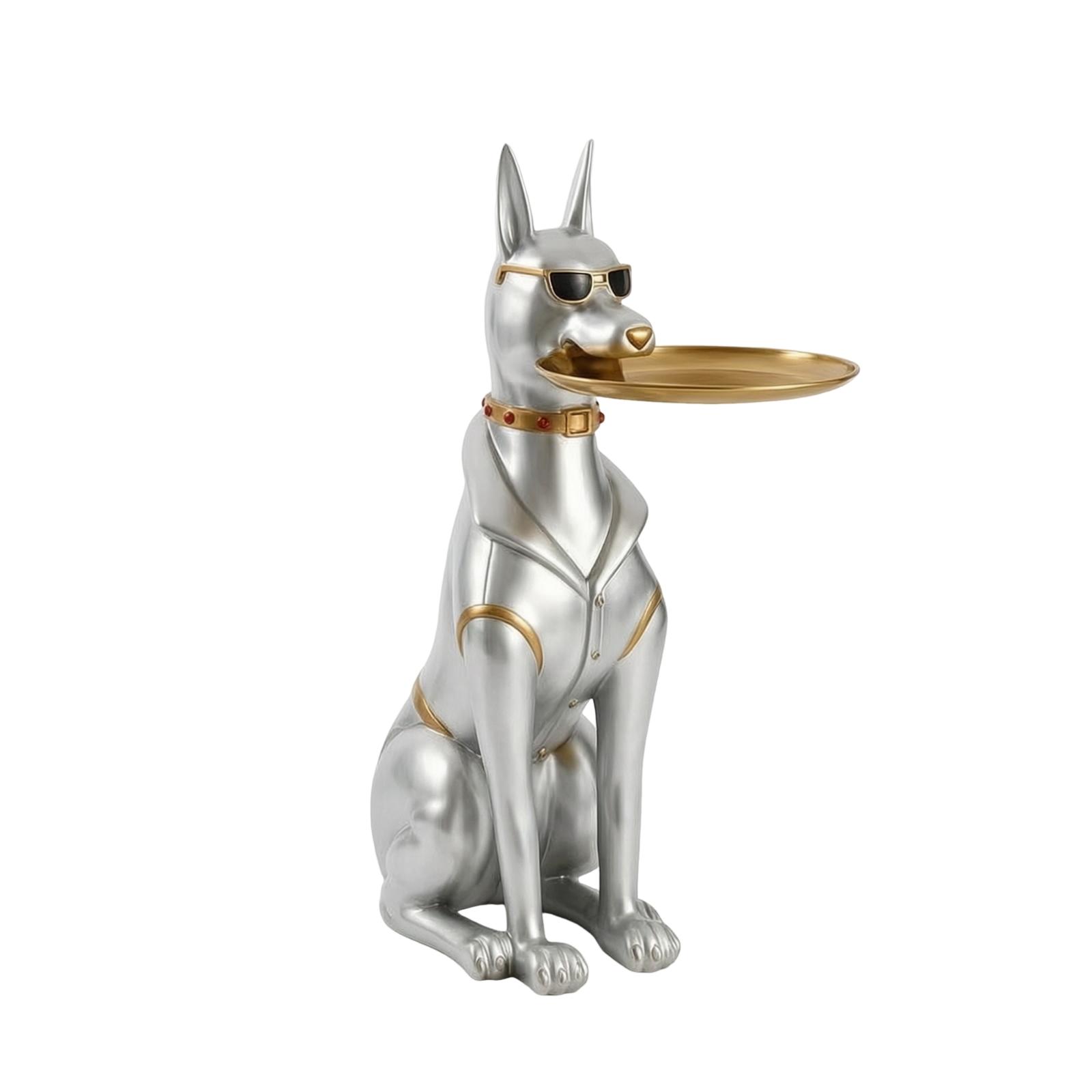 Doberman Statue with Tray Contemporary Key