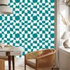 Wallpaper Casual Checkerboard Turquoise for Living Room and Bedroom 50x1000