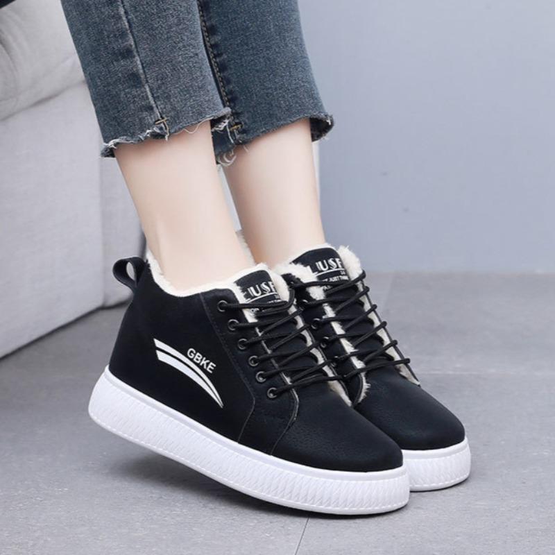 Bavlněné boty se silnou podrážkou s přidaným sametem Zimní teplé a protiskluzové sněhule Dámské bavlněné boty