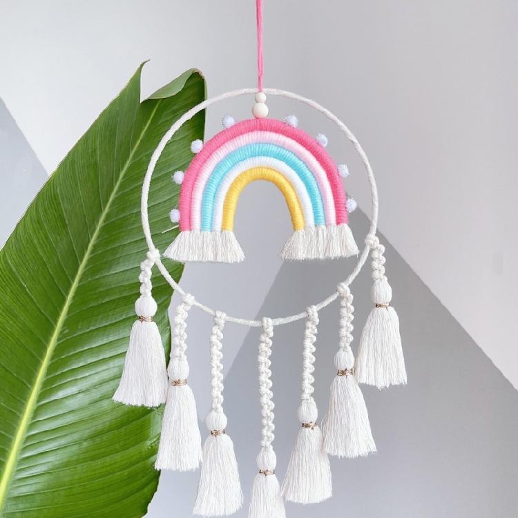 Dormitory Wall Window Handwoven Tassels Sky Rainbow Supplies for Home Office