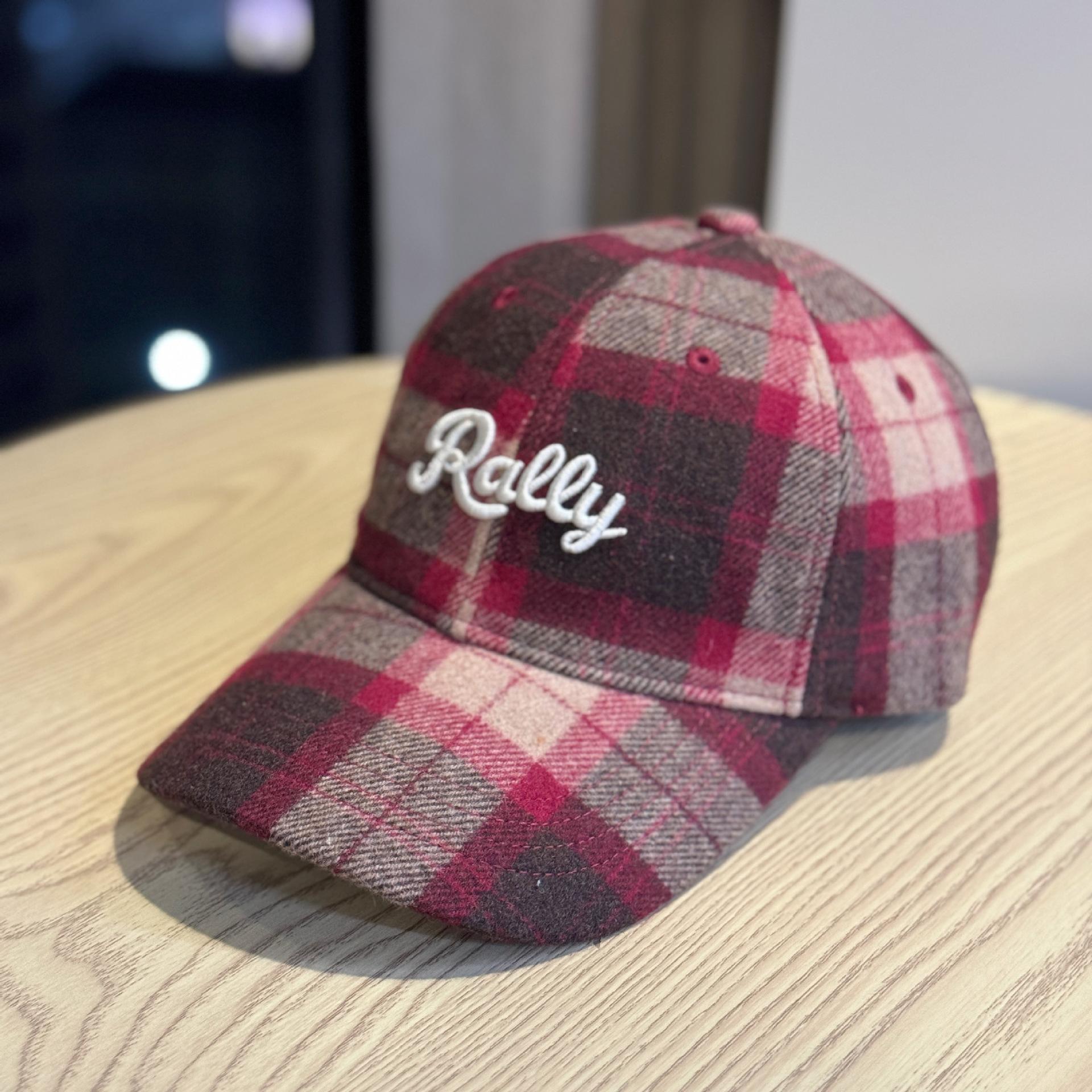 

New Autumn and Winter Woolen Big Brim Baseball Cap Retro Plaid Embroidery Fashion Letter Big Head Circumference Windproof Duck Cap Adjustable