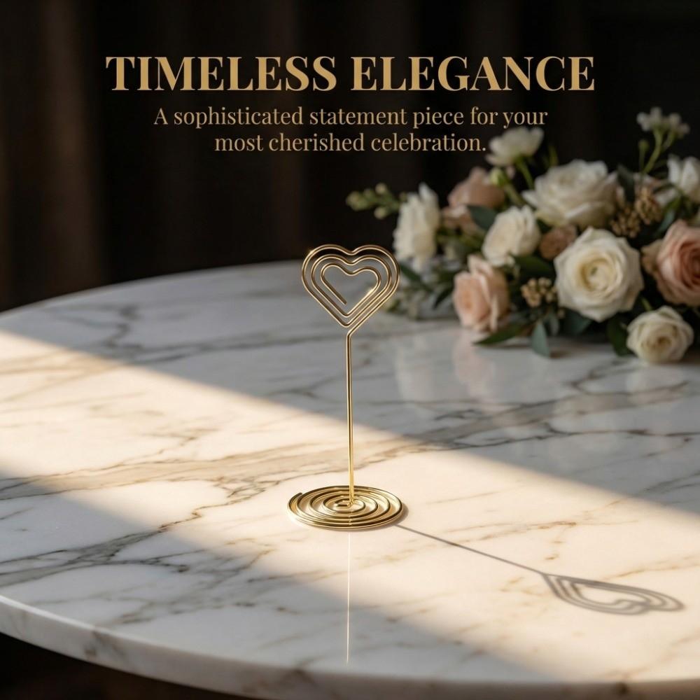 10Pcs Gold /Rose Gold Table Number Stands Heart Shape Name Card Holder  Wedding Party