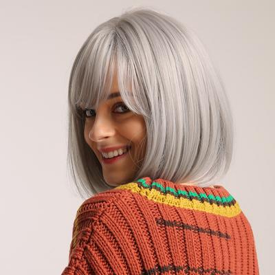 Hair Wigs with Bangs Short Bobo Hair Wig with Hair Net Heat Resistant Synthetic for Women Cosplay