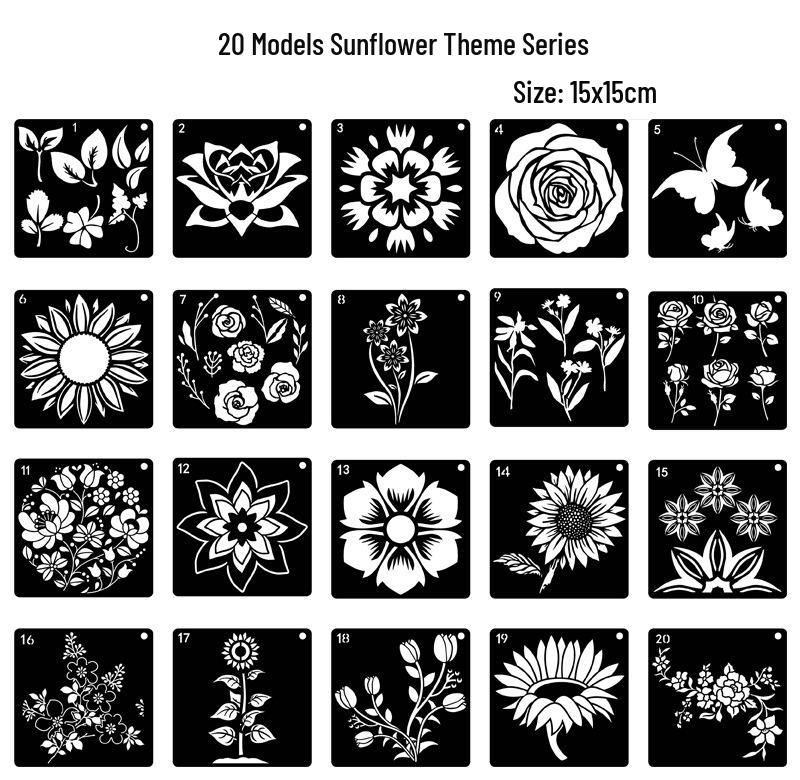 

Sunflower Flower Painting Templates (20 Sheets) - DIY Craft & Home Decor Stencils