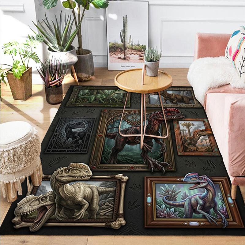 Dinosaur Gallery Pattern Rug Floor Mat for Living Room or Bedroom Soft and Comfortable Carpet a Gift for Birthday and Holiday.