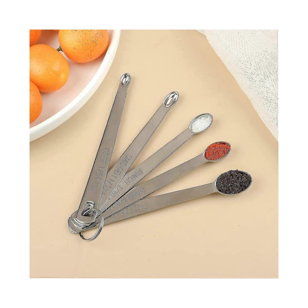 5 Mini Measuring Spoons with 1 Ring,1/64,1/32,1/16,1/8,1/4