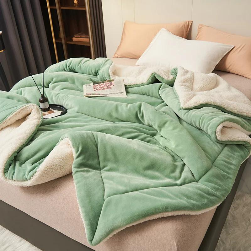 Super Soft Imitation Lambswool Blanket Autumn Winter Double Queen Blankets High Quality Comfortable Milk Fleece Sofa Blanket