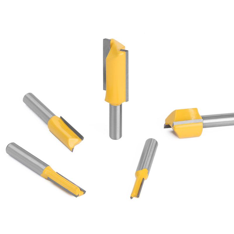 5pcs 8mm Shank Straight Bit Tungsten Carbide Double Flute Router Bits Milling Cutter for Wood Woodwork Tool