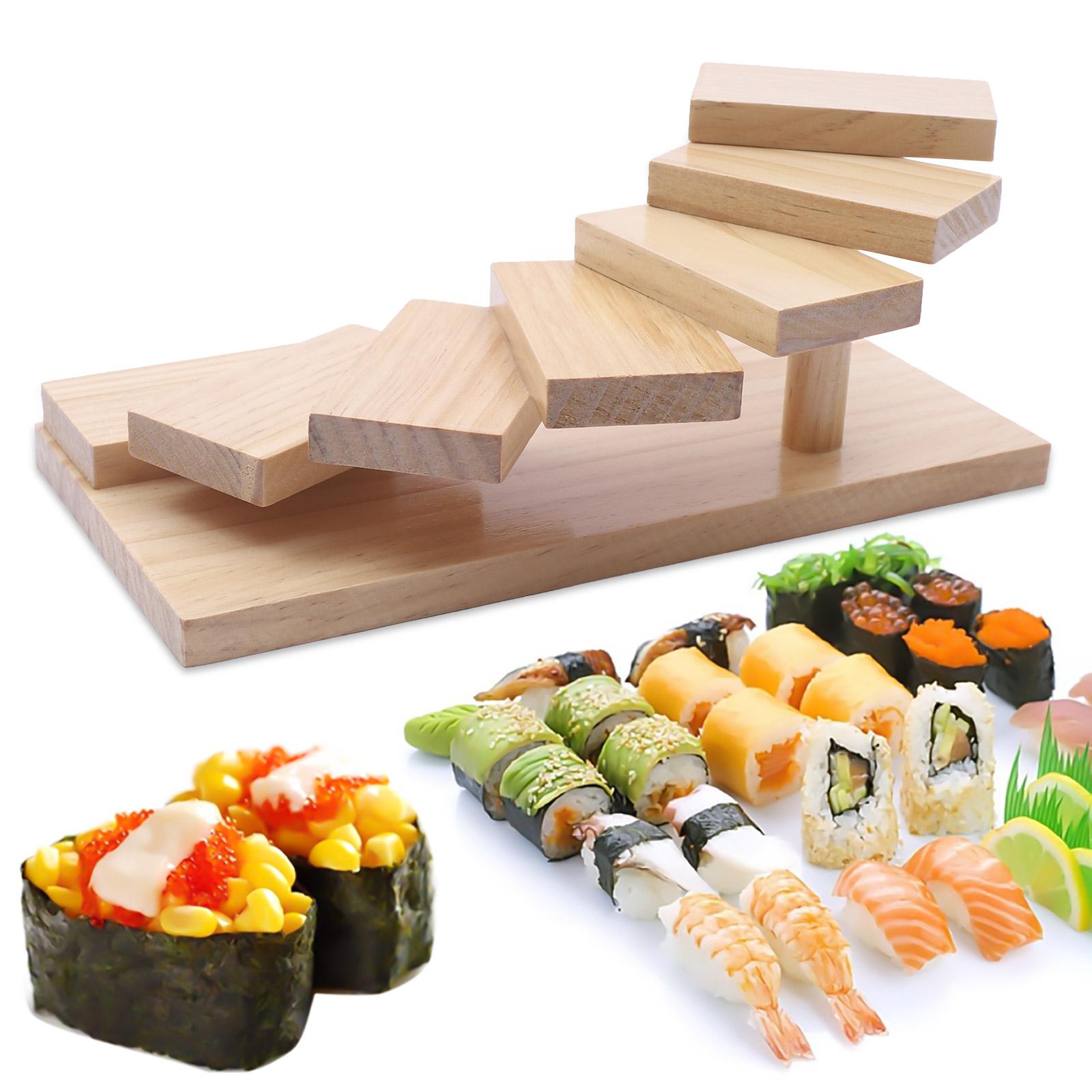 

Bymaocar Wooden Thickened 7-step Staircase Sushi Rack, Table Decor Food Tray Sashimi Display Rack for Weddings, Parties, Hotels