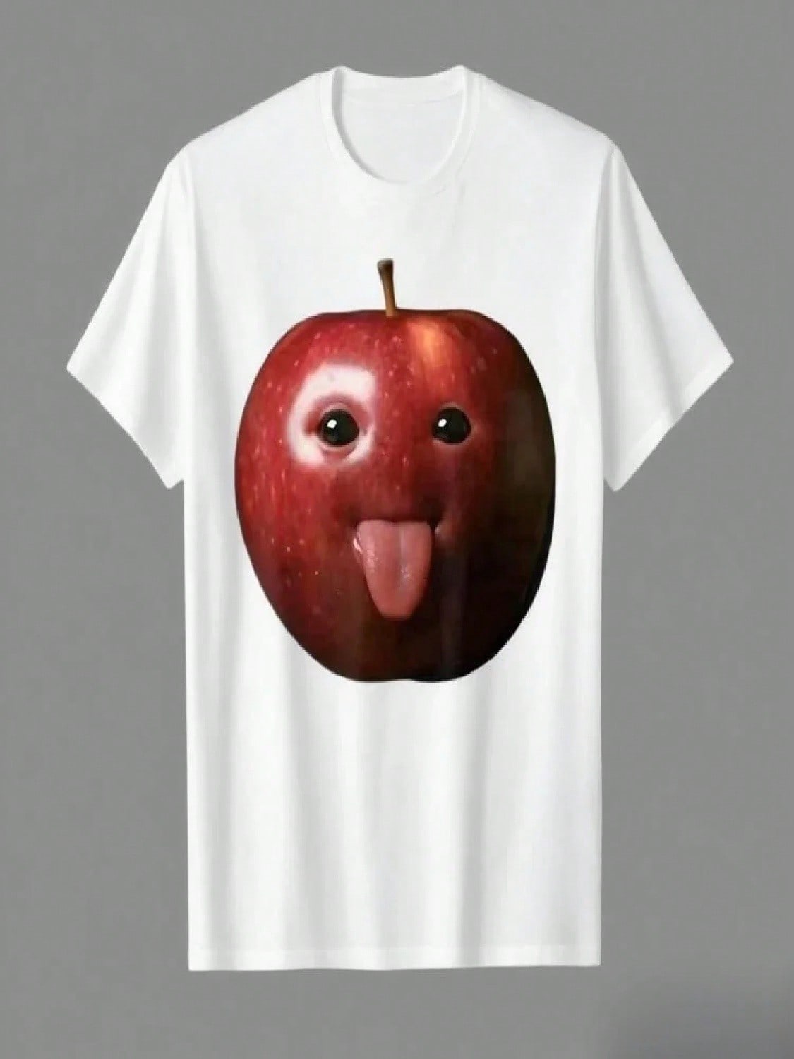 Funny Silly AI Apple Gen Z Meme BrainRot Humor Tongue Out T-Shirt For T Shirts Short Sleeve Tops S разноцветный