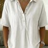 Fashion Casual Loose Shirts Tops Summer Women's Lapel Short-Sleeve Solid Shirt Elegant V Neck Office Holiday Party Shirts
