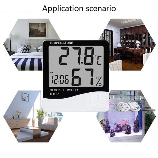 Digital Thermometer Large Screen Easy to Use Plastic Temperature Humidity Monitor Home Decor