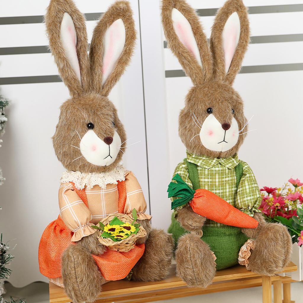 Easter Bunny Party Decor Realistic Ornament Handmade Home Store Decoration Country Retro Style Gift Window Display Prop