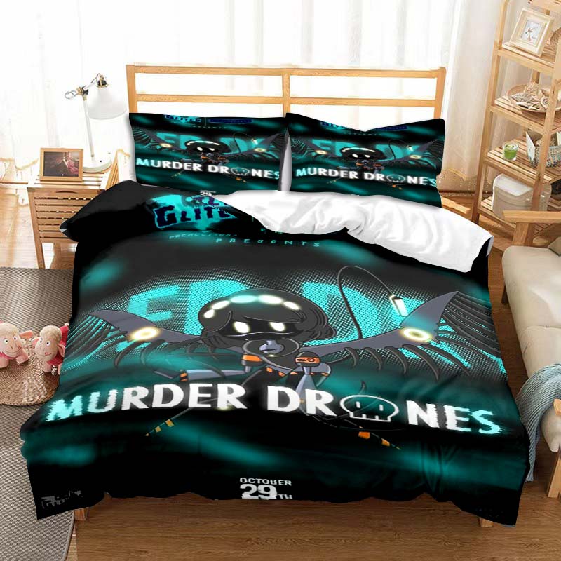 Murder Drones Anime Bedding Set Duvet Cover Pillow Case Children's Bedroom Bed Three-piece Set Single Double King Bed Set Gift