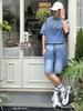 [CHANGE WELL] Men's 2025AW Faded Look Fashion Casual Autumn Clothing [Washed Finish] Big Silhouette Knit Half Pants (INDIGO, XL)