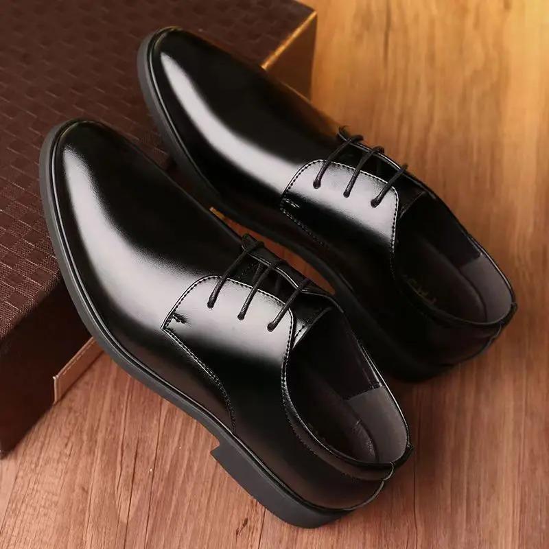 Men Asual Leather Shoes Classic Black Business Dress Shoes Fashion Office Leather Footwear Luxury Wedding Shoes for Men Zapatos