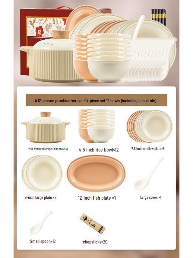 Kangmo Cream Style 57-Piece Dinnerware Set