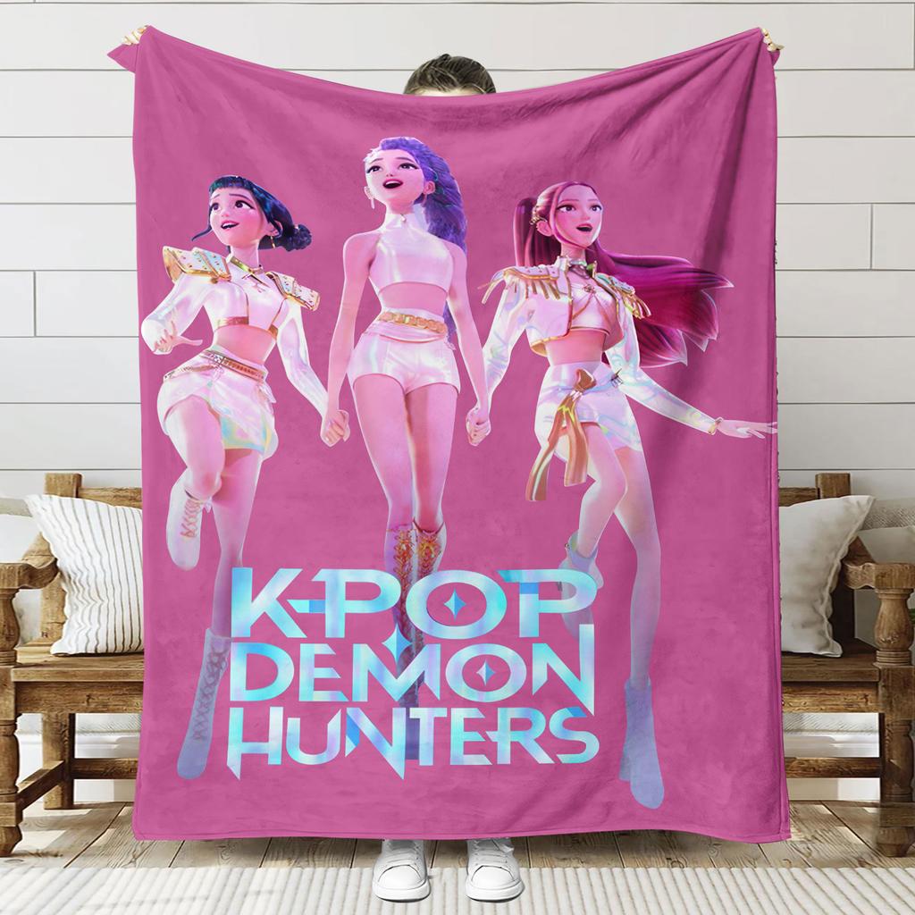 Blanket Print K - Pop Demon Hunters Flannel Blanket Latest Fashion Pop Girl Group