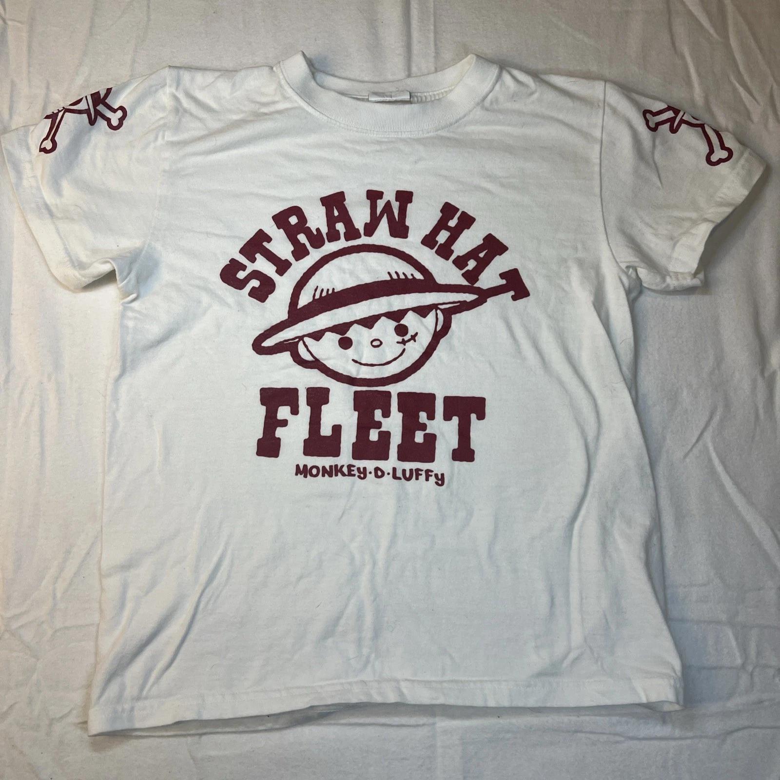 One Piece Straw Hat Fleet Monkey D Luffy T-Shirt White XSmall Unisex S