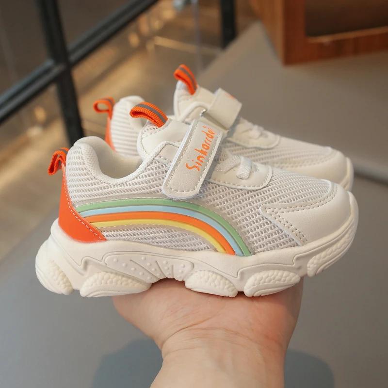 Baby Sports Sneakers for Toddlers Boys Girls Little Kids Air Mesh Casual Shoes Breathable Rainbow Fashion Spring Autumn New