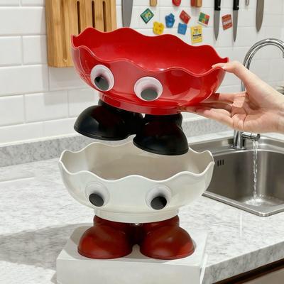 Cartoon Fruit Plate Large Capacity Wide Mouth Fruit Bowl Multi-Functional Decorative Snack Tray for Home Living Room