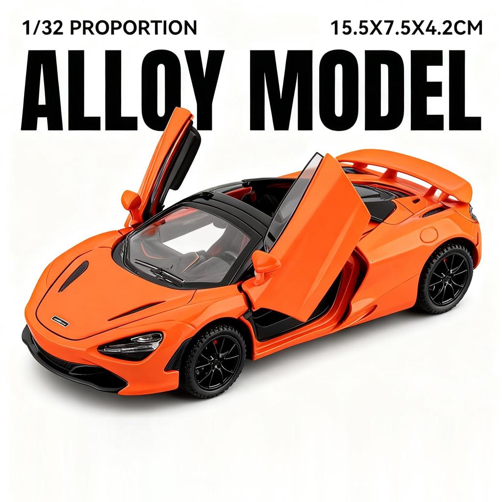 Scale 1:32 Revuelto 720S Sports Car Model Toy Doors Opened Pull Back Sound Light Supercars Models Presents for Children