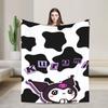 Kuromi Cute Cartoon Blankets Flannel Decoration Plaid Breathable Super Warm Throw Blanket for Bed Car Rug Piece