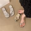 Toe-clip Slippers for Women in Summer 2025 New Square Toe Clip-toe Rhinestone Flat Toe Cover Soft Sole Cool Mop