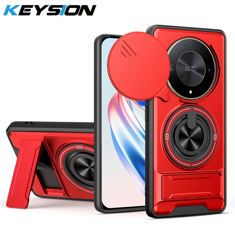 KEYSION Magnetic Phone Case for Honor X9b 5G X9A Slide Camera Protection Upright Kickstand Shockproof Cover for Magic 5 6 Lite