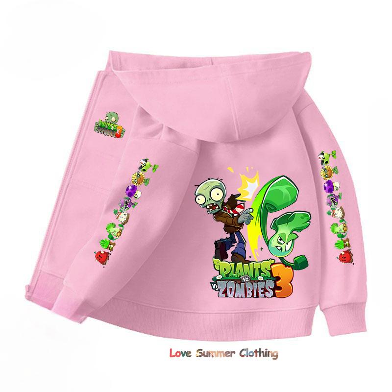 Zombies Zip Up Hoodie Kawaii Kinder Streetwear Pflanzen Kinder Hoodie Zombies Reißverschluss Kinder Sweatshirt Kind Mädchen Junge Top Kapuzenpullover