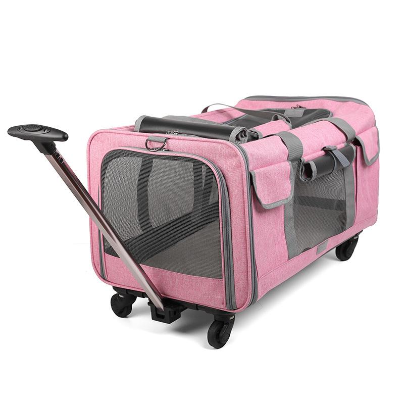 Portable Cat Trolley with Detachable Wheels – Breathable, Foldable, and Spacious Pet Carrier