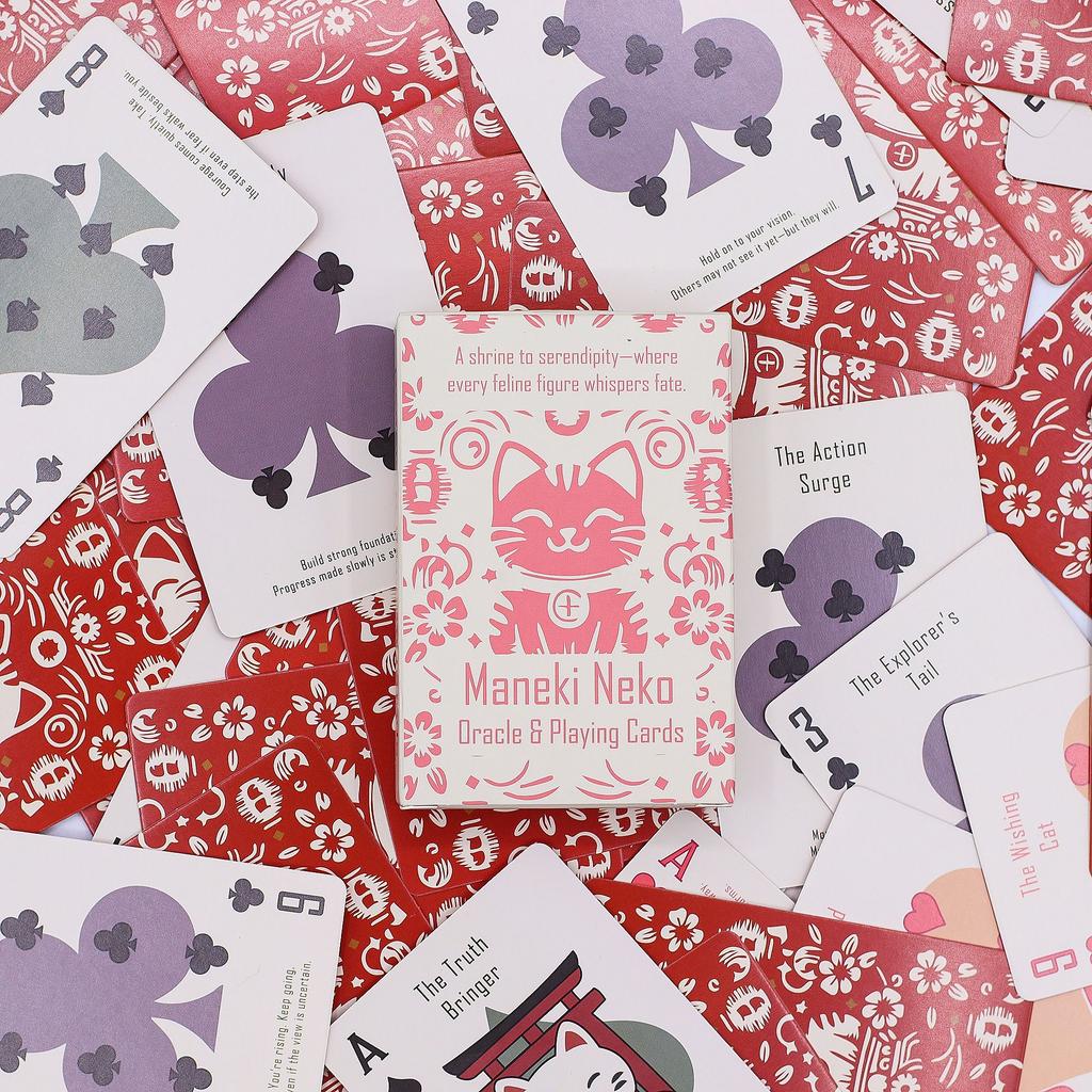 6x Fortune Cats Playing & Oracle Cards- Maneki Neko Deck