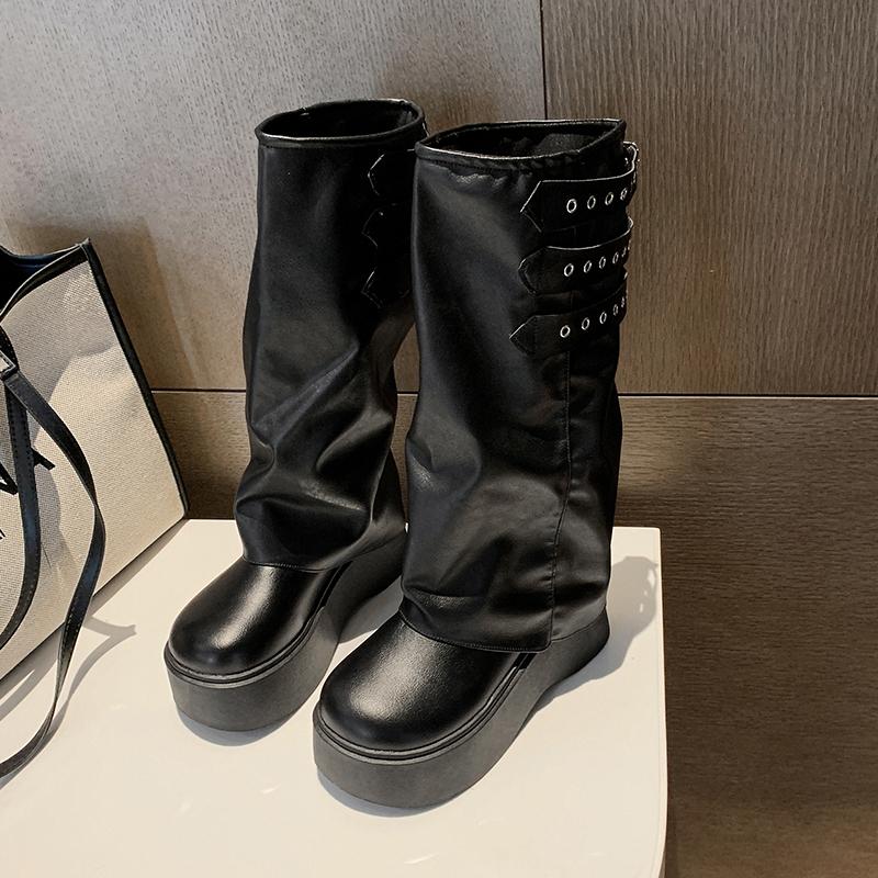 High Boots Women Platform Fashion Designer Shoes Casual Dress Woman's Boots 2025 Brand Walking Goth Knee High Botas De Mujer