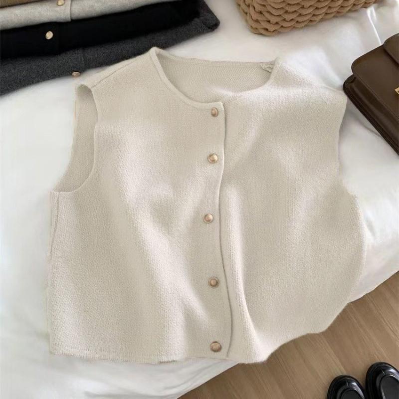 Spring Autumn New Women Cardigan Knitted Sleeveless Casual Sweater Tanks Slim Fashion Ladies Casual Tops