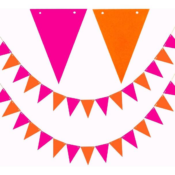 GAKA 20 Feet Double Sided Blue and Orange Paper Triangle Flags Bunting Pennant Banner for Birthday Party, Wedding,Graduation Party Decoration