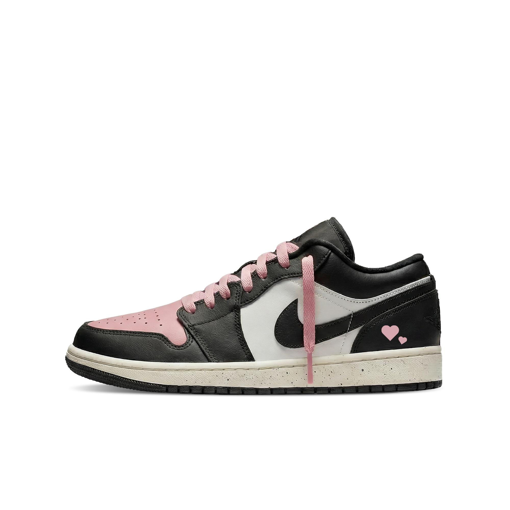 

Jordan Air Jordan 1 Стійкі до стирання Низькі вінтажні баскетбольні кросівки Жіночі Чорно-біло-рожеві 553560-081(Команда577-) 36.5