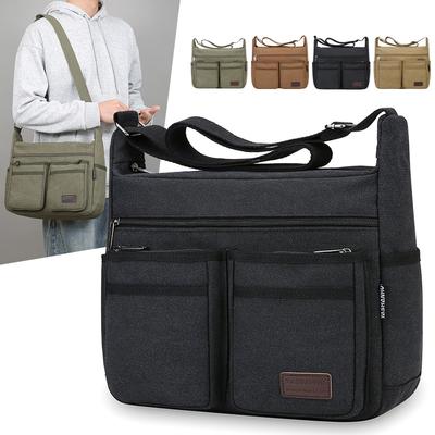 Męska płócienna torba kurierska dla mężczyzn Vintage Wodoodporne torby crossbody Aktówka Wyściełana torba na ramię Torebka