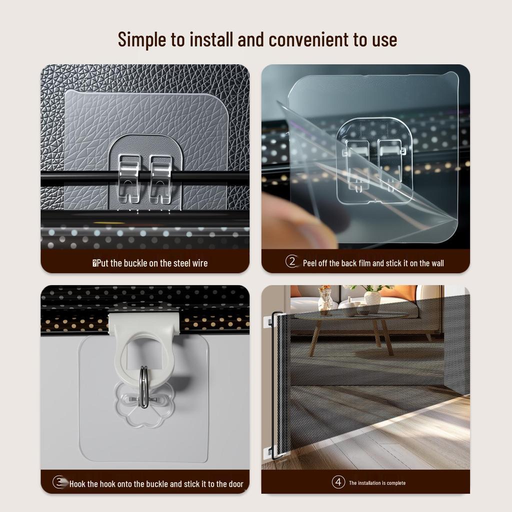 Cat-Proof No-Drill Retractable Pet Barrier for Stairs, Doorways, and Small Dog Fence with Bendable Cat Barrier