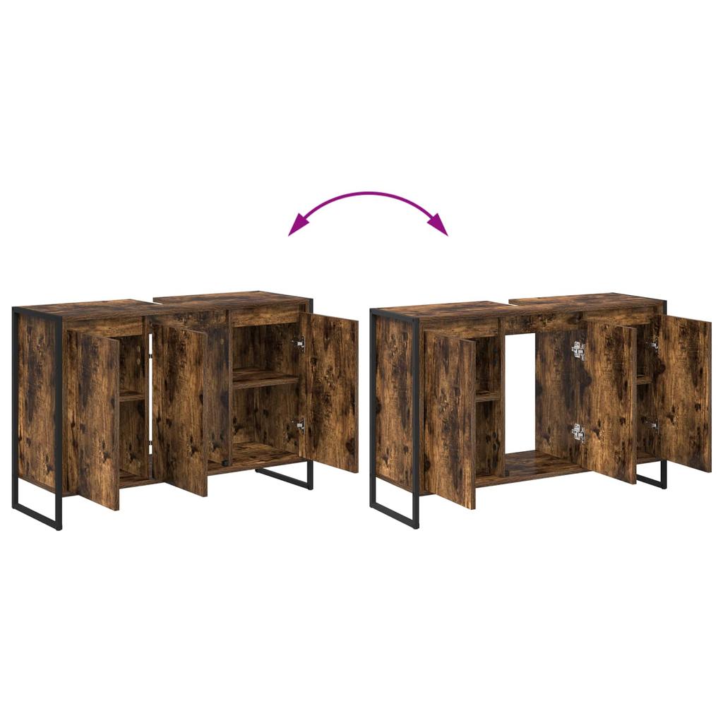Bathroom Cabinet Smoke Oak 90 X 30 X 60 Cm Particleboard