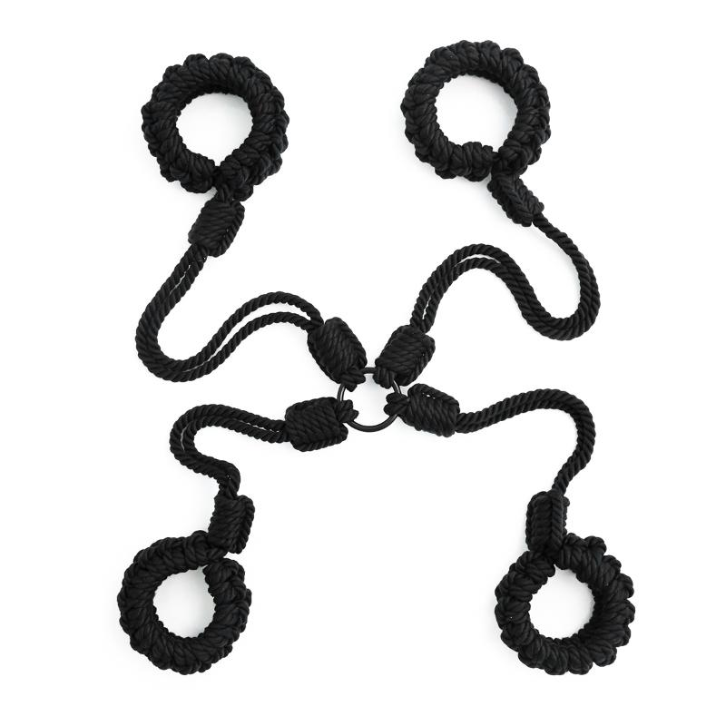Yumuşak Polyester BDSM Kölelik Halat Köle Kelepçe Ayak Bileği Manşetleri Yaka Sling Kısıtlama Seks Oyuncakları Yetişkin Oyunu Erkek Kadın Seks Mobilya