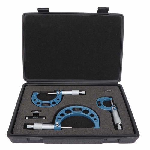 3-Piece Micrometer, Digital Micrometer, Bearing Steel Micrometer, 0-75mm Professional Tube Outer Thickness Diameter Indicator Gauge, Measuring Tool Fo