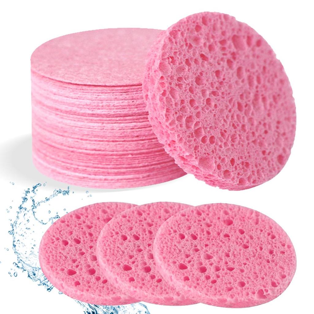 Compressed Cotton Facial Cleansing Puffs, Disposable Makeup Remover Cellulose Sponges for Salon Use.