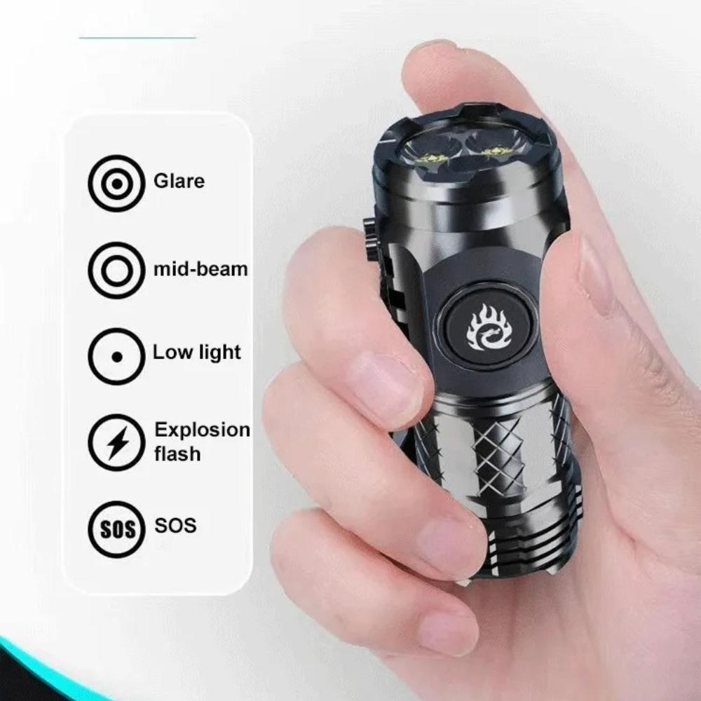 Portable Mini LED Flashlight Powerful 3*Wick Small Pocket Torch Rechargeable Strong Light Lantern Super Bright Cap Clip Lamp