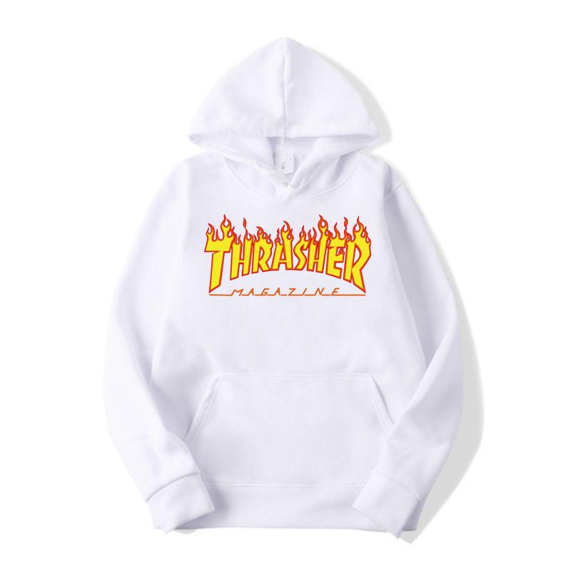 THRA Flame Европейский и Американский Мужской Мужской Парный Худи Узкий Мужской Свитер S белый