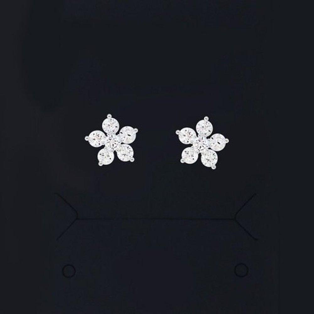 (Silver) Cassia Mini Flower Earrings, Pretty Earrings, Cubic Zirconia Earrings, Flower Earrings, Mini Earrings, Daily Earrings