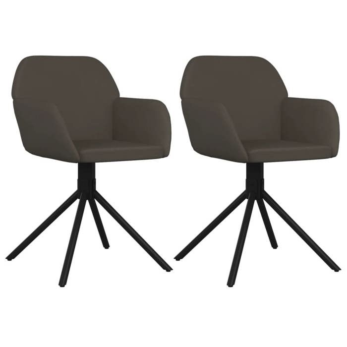 VidaXL 2x Chaises Pivotantes de Salle à Manger Fauteuils à Dîner Chaises de Cuisine Chaises de Repas Hauteur Réglable Gris 344741