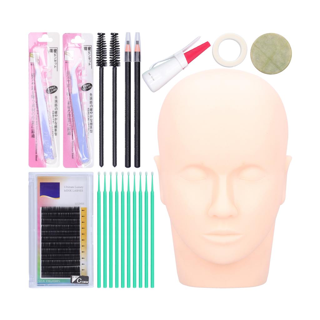 False Eyelash Extension Training Kit Mannequin Head Grafting Eyelashes Practice Tools Kit