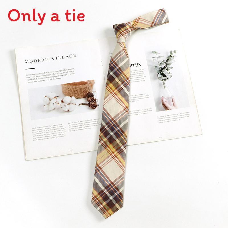 Checkered Retro Brown Striped Tie And Bow For Casual School Outfits Gifts And
