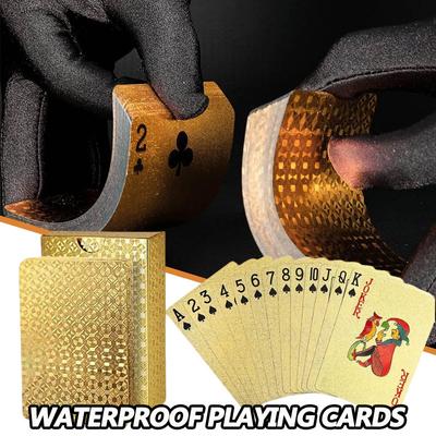 Playing Cards Waterproof Gold Plastic Poker Cards Novelty Poker Game Tools for Board Game Family Party Outdoor Entertainment