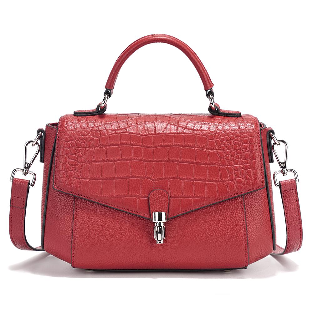 

Женская сумка Zency из натуральной кожи с ручкой сверху красный